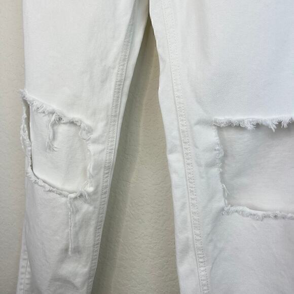 Free People x REVOLVE Maggie Mid Rise Button Fly Straight Jeans Size 27 White - Picture 4 of 9